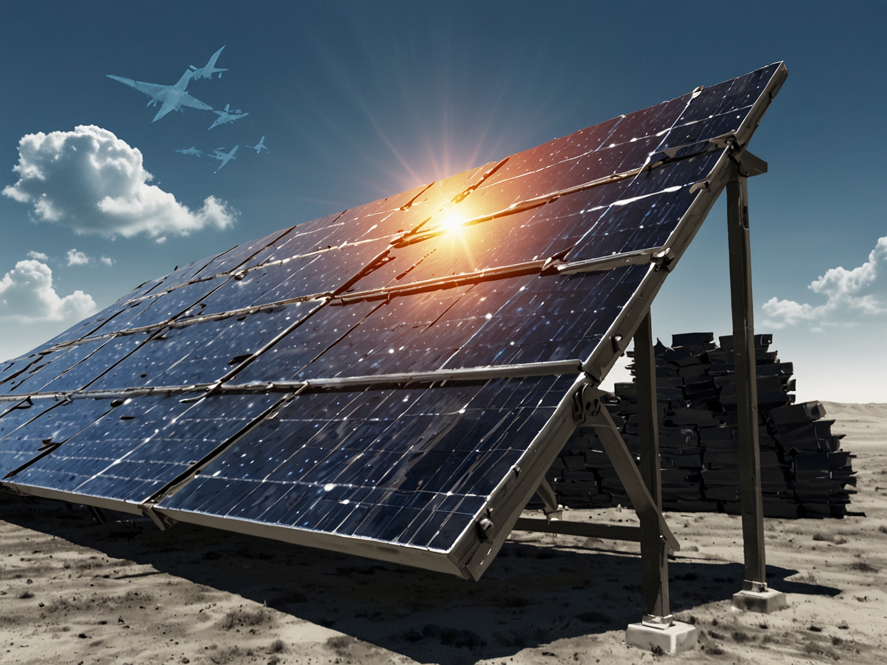 A visual representation of a sustainable future with solar panels and greenery, illustrating the impact of renewable energy investments.