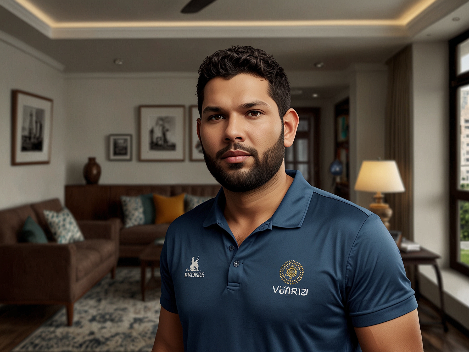 Yuvraj Singh posed beside his impressive car collection, featuring luxury models like the Bentley Continental GT and Lamborghini Murciélago, representing his passion for cars and success.