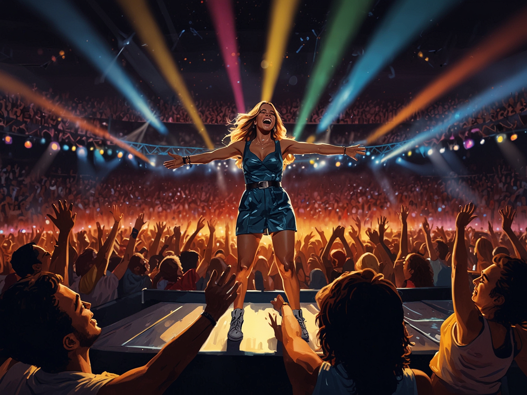 An audience filled with enthusiastic fans waving banners and singing along, showcasing the deep connection between NIKI and her Filipino supporters during her concert.
