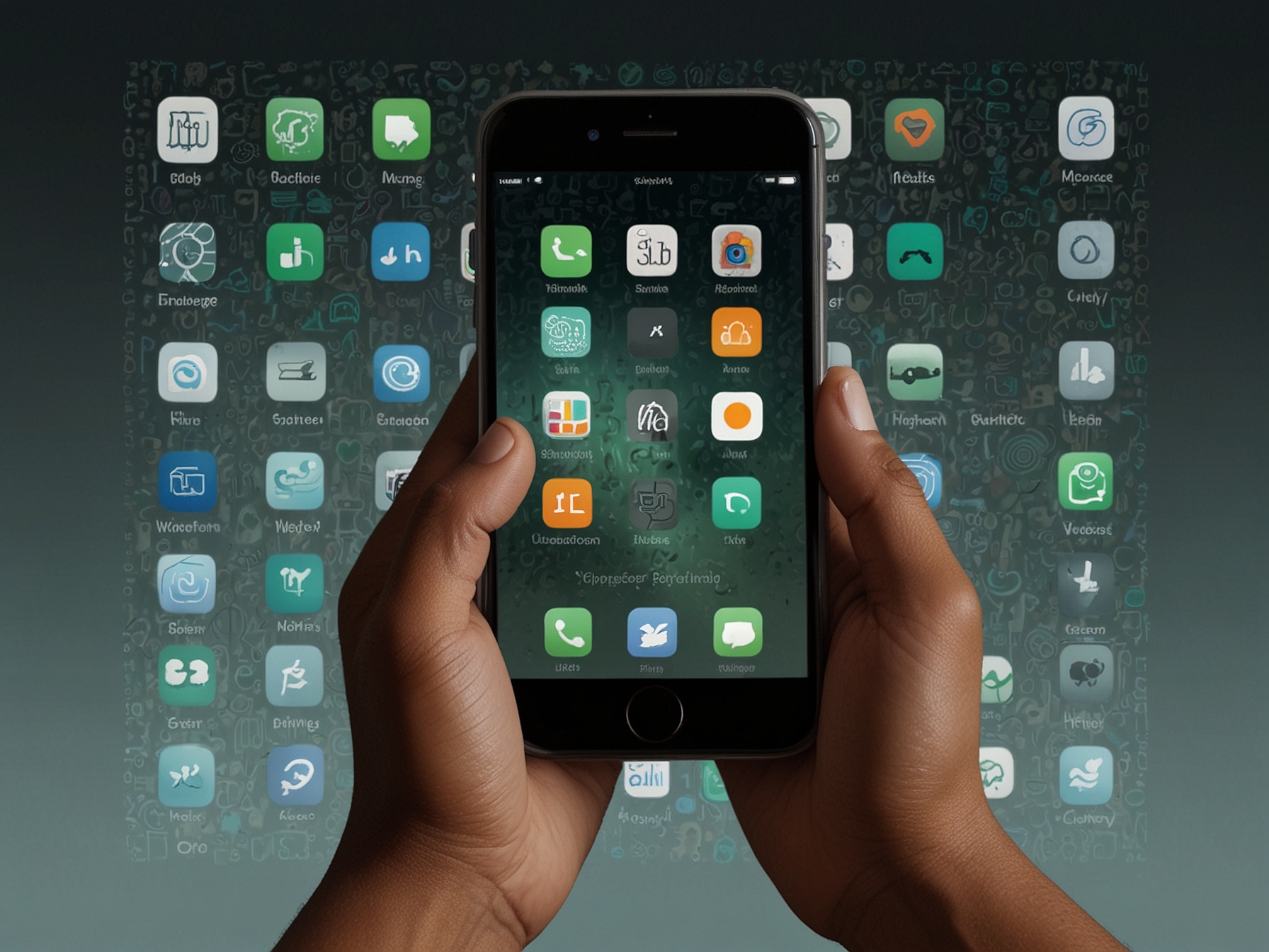 An illustration showing an iPhone with messaging apps on the screen, depicting a user choosing between iMessage and various alternatives like WhatsApp, with a backdrop of lock symbols representing encryption.