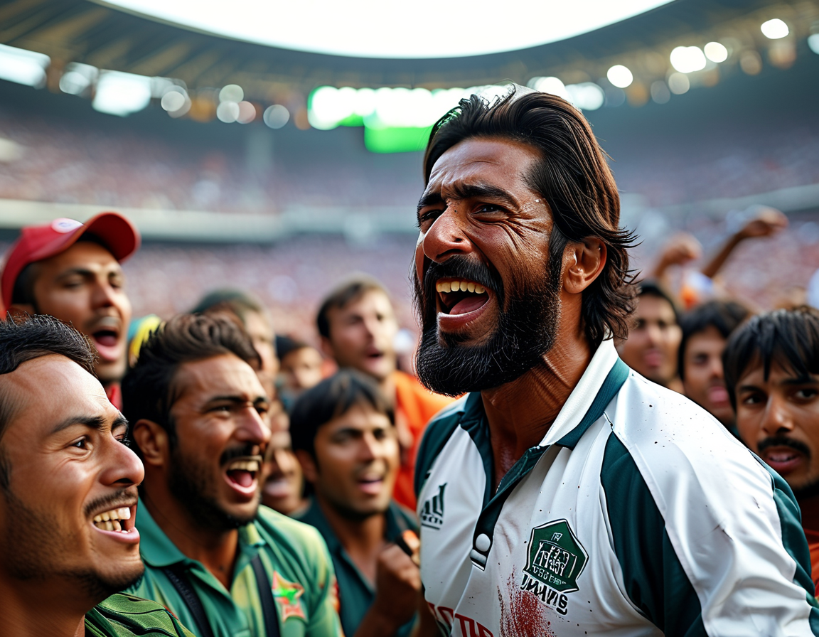 Sikandar Raza of Zimbabwe looking disappointed on the pitch post-match, reflecting the team's struggles with their batting performance as Afghan bowlers celebrate in the background.