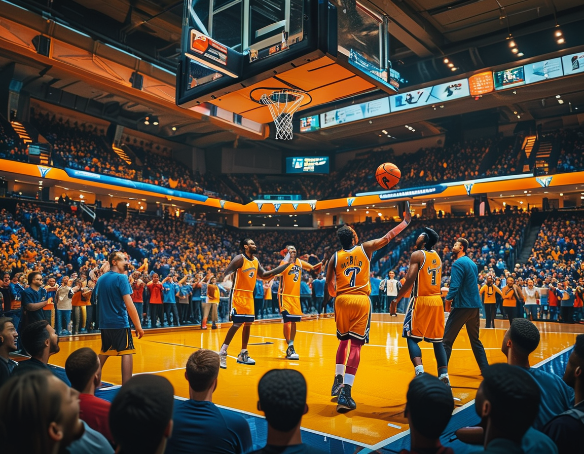 An intense moment captured from a recent game between the 76ers and Pacers, with players vying for position and the scoreboard showcasing the high stakes of the matchup.