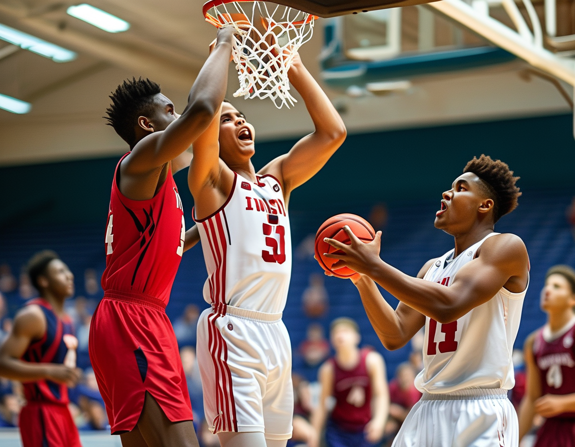 A close-up shot of Indiana's Malik Reneau dribbling the basketball with determination, showcasing his skills and focus before an upcoming shot during the heated Big Ten rivalry game.