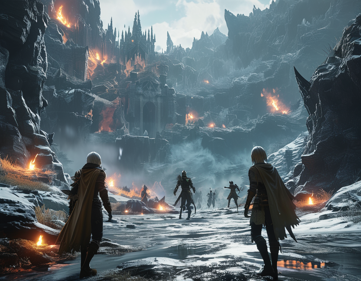 A thrilling multiplayer encounter in Elden Ring Nightreign, highlighting players strategizing together against formidable bosses in a race against time.
