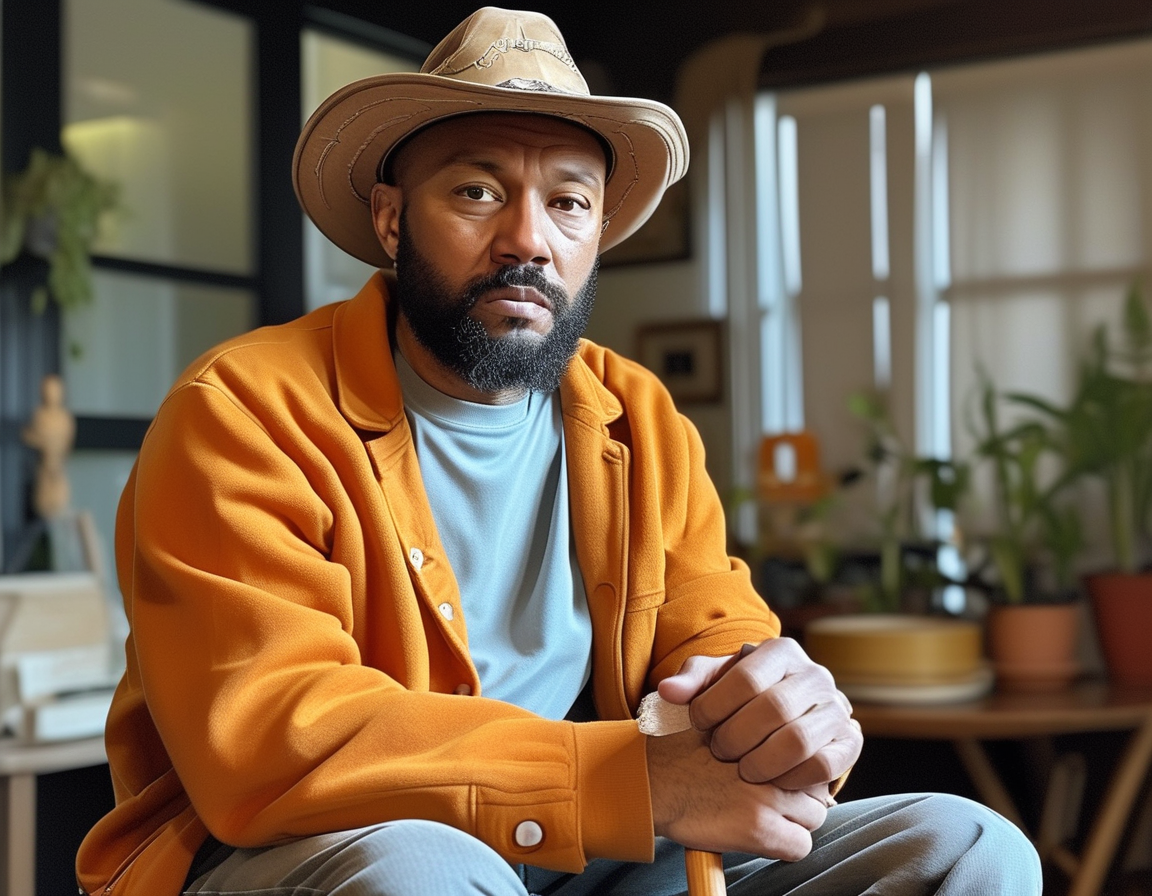 A hopeful Randy Moss smiling gently, symbolizing resilience and determination as he prepares for radiation and chemotherapy treatments.