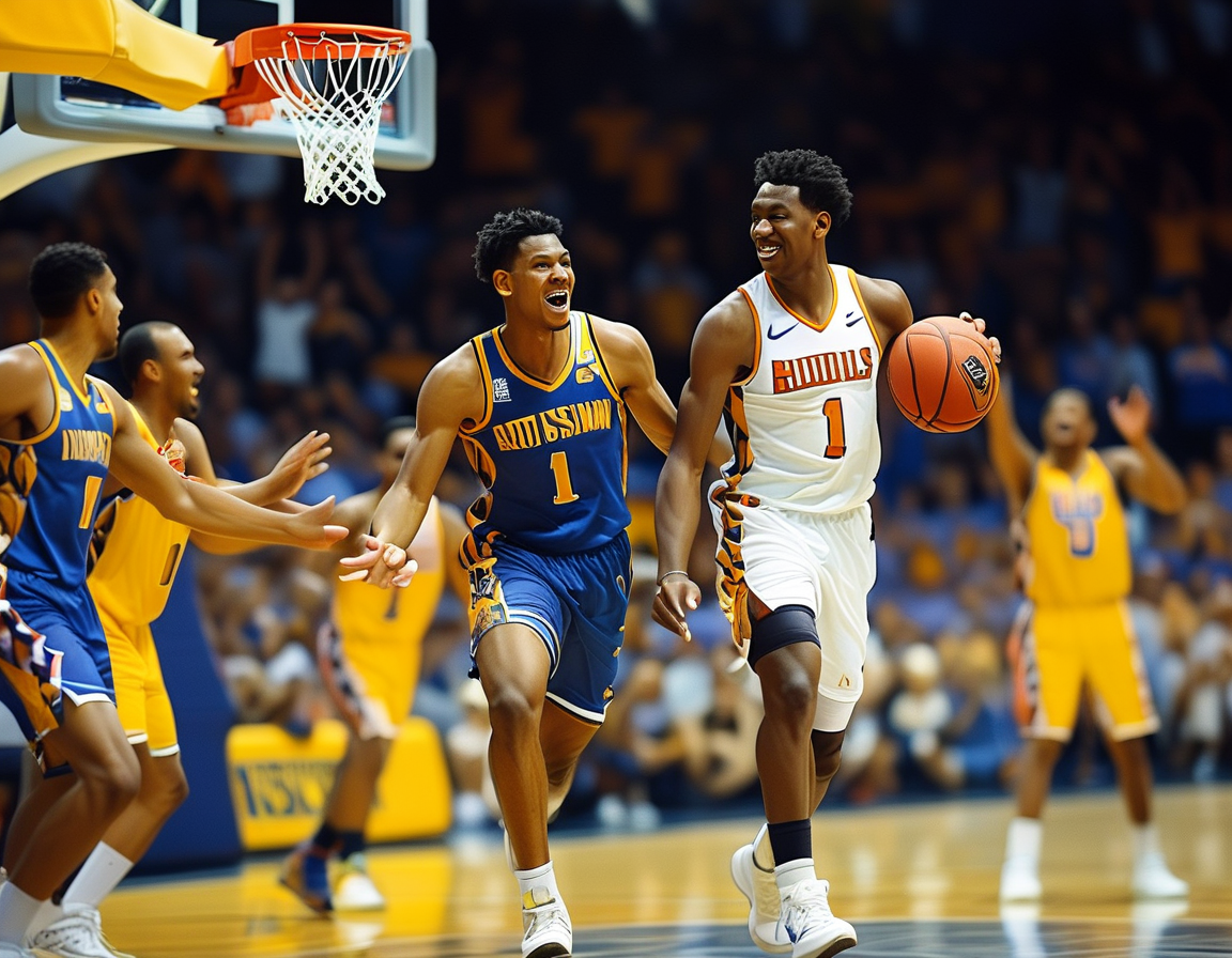 Josh Giddey skillfully dribbles the basketball, set against a backdrop of an energetic United Center crowd, showcasing the excitement of the Bulls' victory.