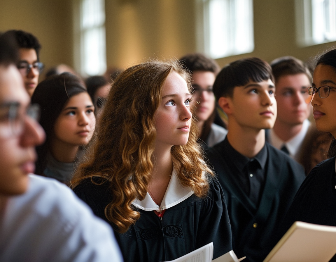 A close-up shot of President Alan M. Garber during a faculty meeting, reflecting on the challenges Harvard faces in the current political climate and the need for connection with the public.