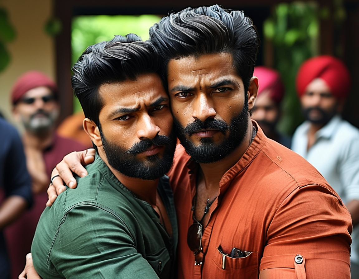 Allu Arjun, surrounded by friends Vijay Deverakonda and Sukumar, shares a heartfelt embrace outside Arjun's residence, showcasing the warmth of their friendship amid challenging times.