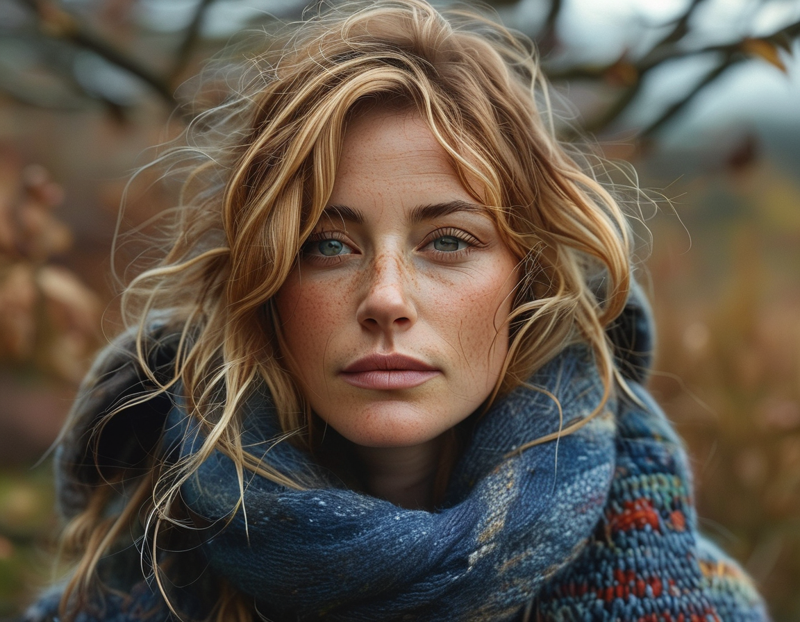 An emotional portrait of Fearne Cotton, reflecting her journey of healing and resilience, surrounded by nature, conveying hope and introspection following her split from Jesse Wood.