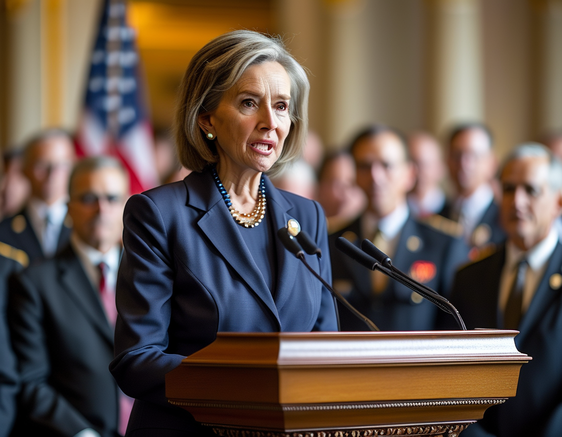 A close-up shot of an empty chair in Congress, highlighting the absence of leaders like Pelosi due to health concerns, representing the vulnerabilities in political leadership.