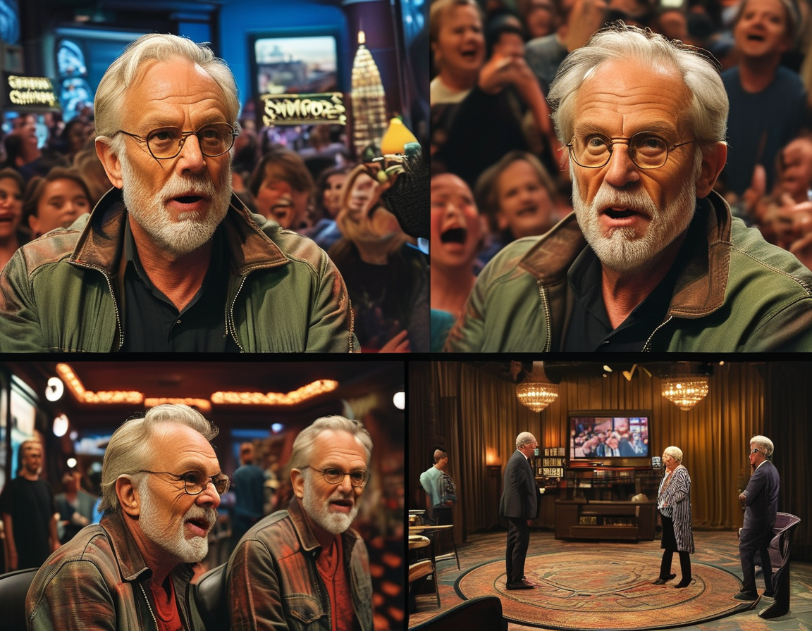 A collage featuring iconic moments from the Jerry Springer show, including warring guests, audience reactions, and scenes from the documentary, reflecting the chaos and drama that characterized the series.