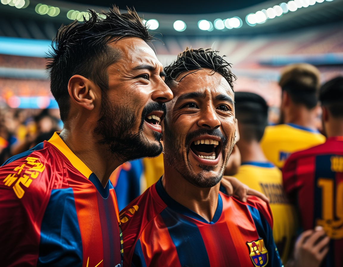 An intense moment during the match at Nou Camp, highlighting the clash between Barcelona's players and Leganes' disciplined defense, showcasing the excitement of an underdog victory.