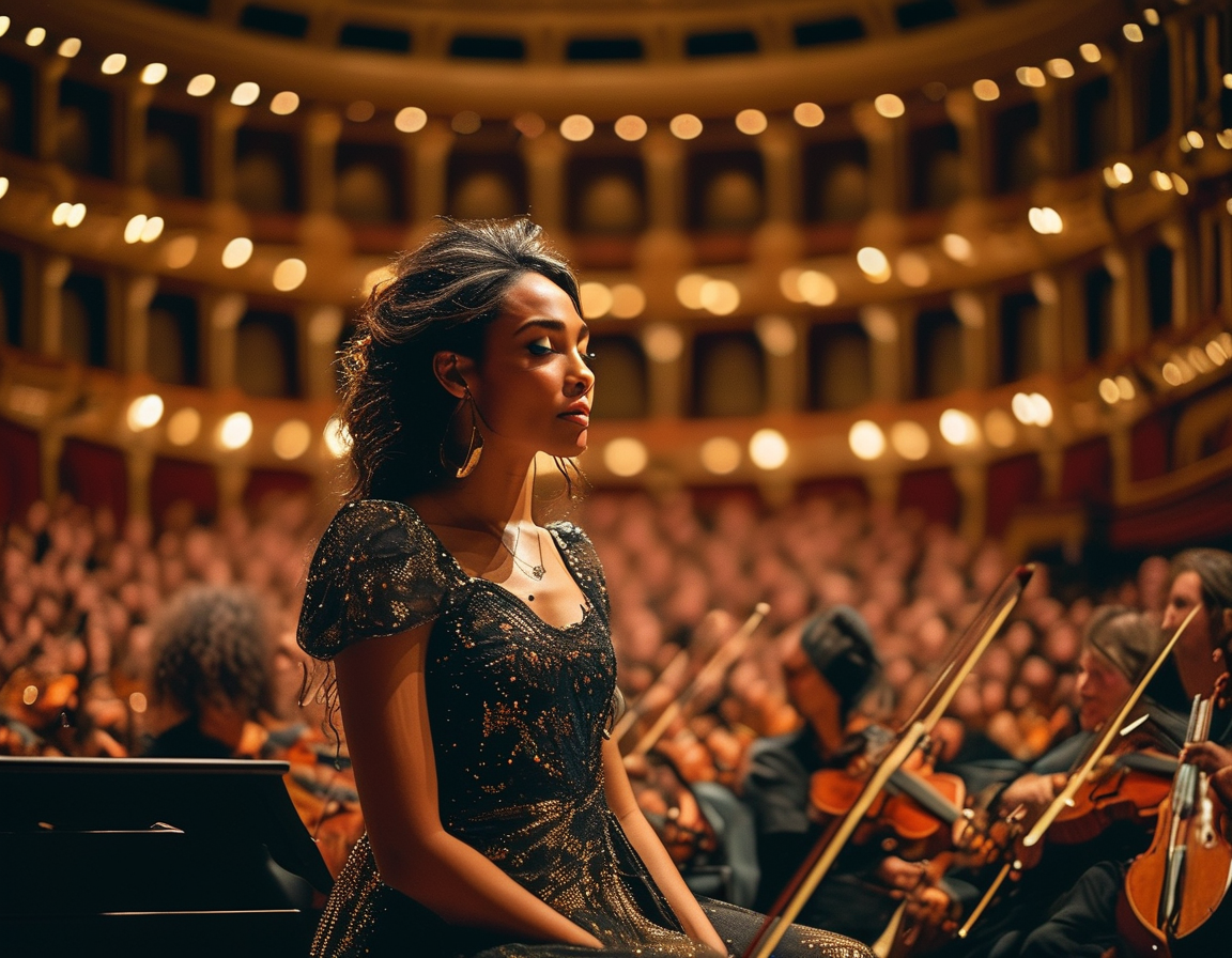 Dua Lipa performs at the Royal Albert Hall, surrounded by a 53-piece orchestra, creating an emotional atmosphere with fans captivated by her music.