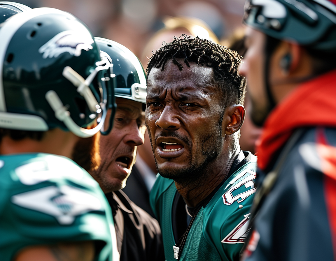 An intense moment in a football game showing Geno Smith on the field, visibly in pain after a hit while teammates and medical staff rush to assist him, capturing the anxiety of Seahawks fans.
