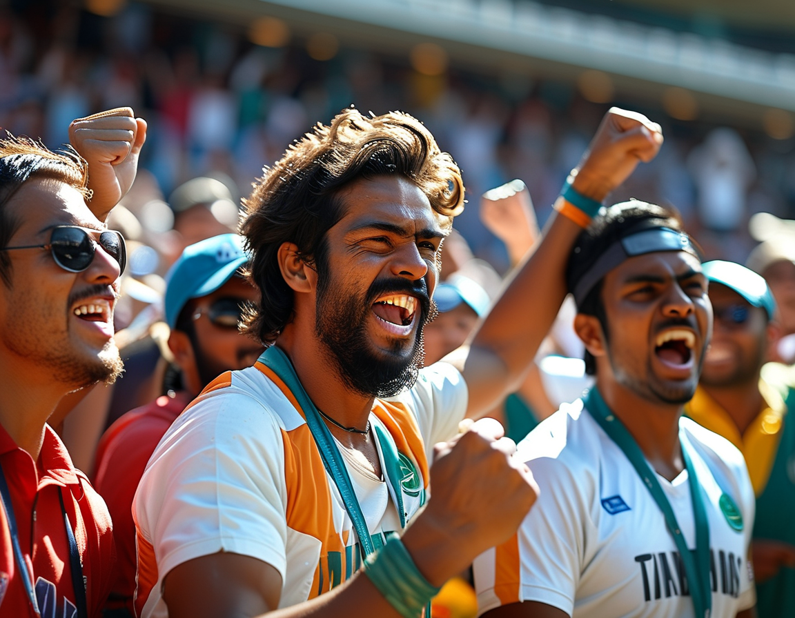 Mahidi Hassan bowling passionately during the T20I match, capturing a crucial wicket, with the West Indies batsman in a moment of frustration over the top, surrounded by cheering teammates.