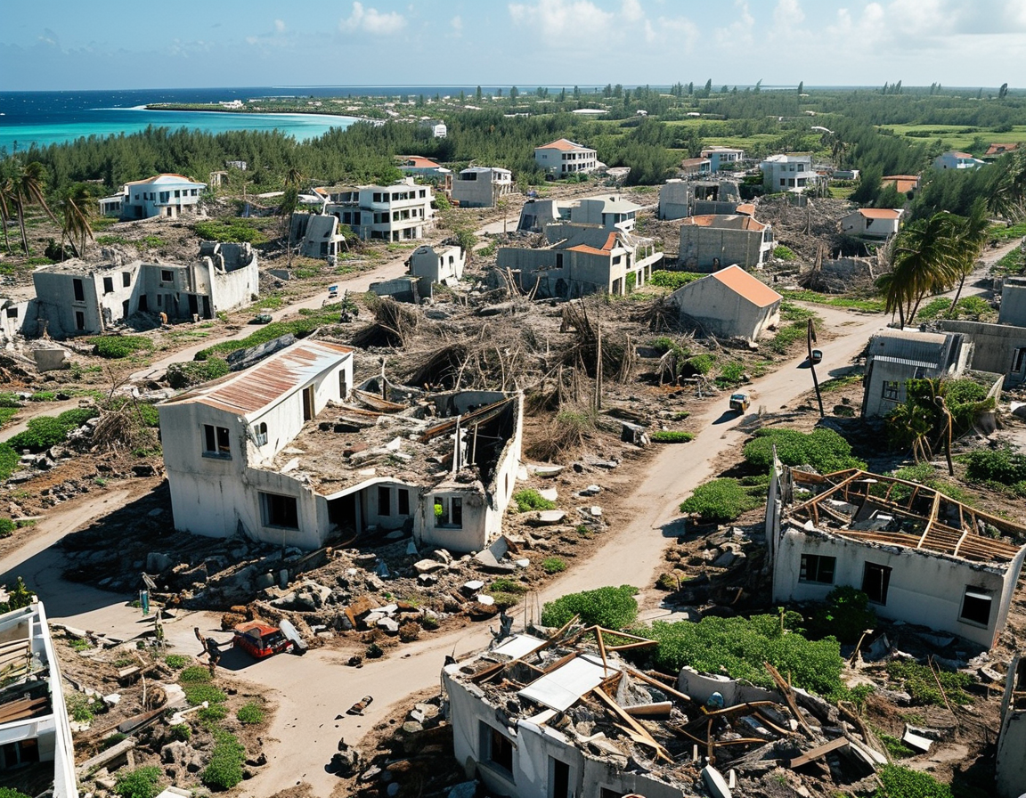 Rescue teams in action, helping victims and searching for survivors among the rubble left behind by the catastrophic Cyclone Chido in Mayotte.