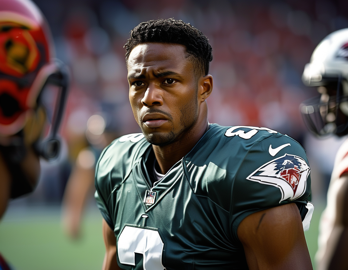 An emotional scene of Desmond Ridder reflecting on his journey, showcasing his resolve to prove himself against the team that traded him away and the fierce competition of the NFL.