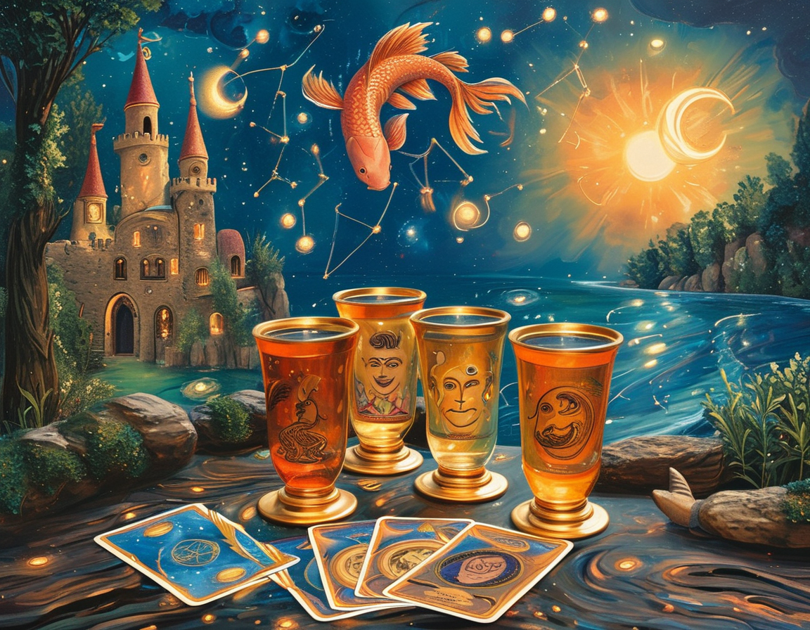 A serene scene depicting a balanced lifestyle with a healthy meal, emphasizing the importance of health and well-being as highlighted in the Tarot horoscope for Pisces.