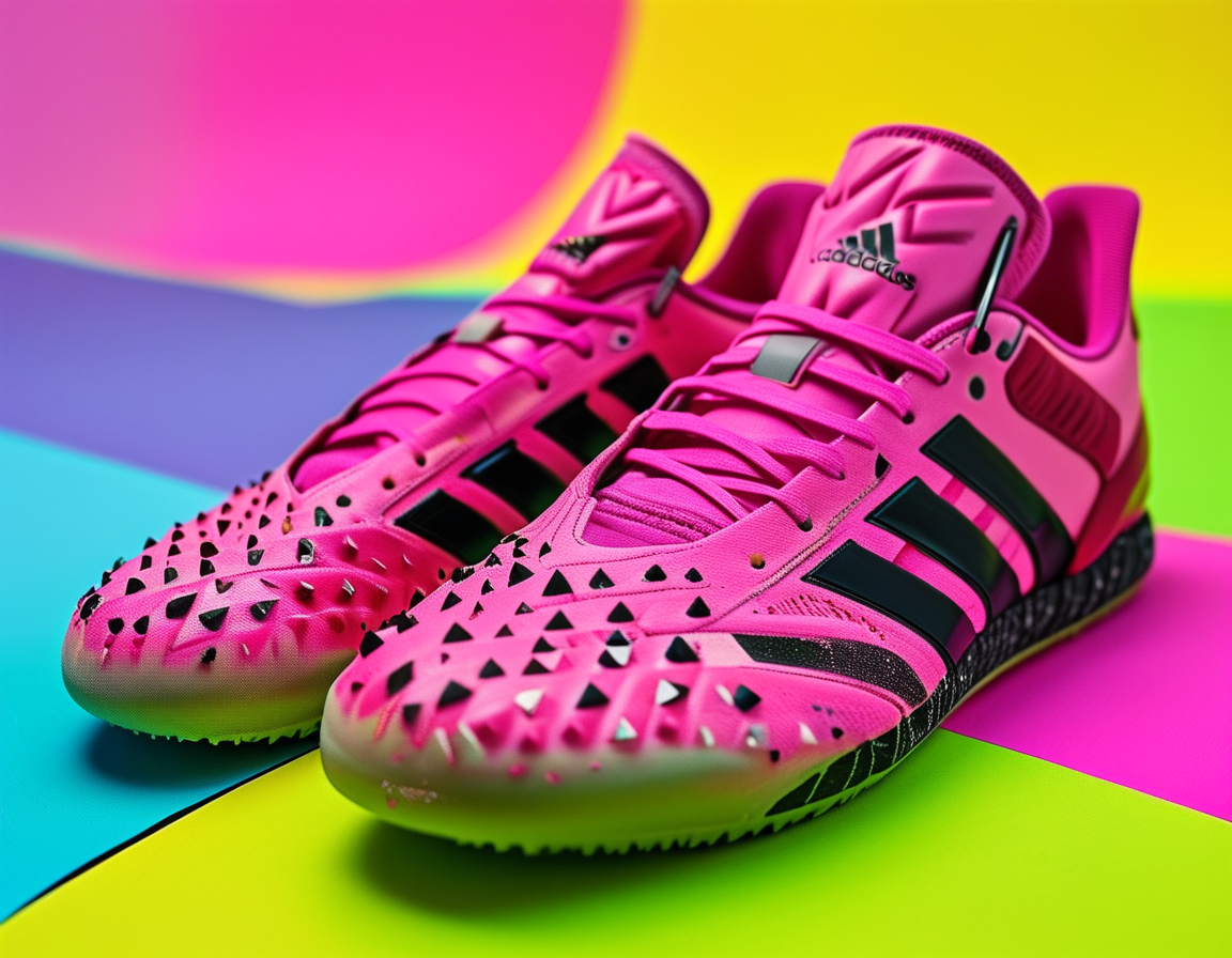 A close-up of the distinctive Sprintframe 360 outsole of the F50 Elite LYT304 cleats, showcasing the energy-retaining features and Yamal's initials subtly embedded in a transparent design.