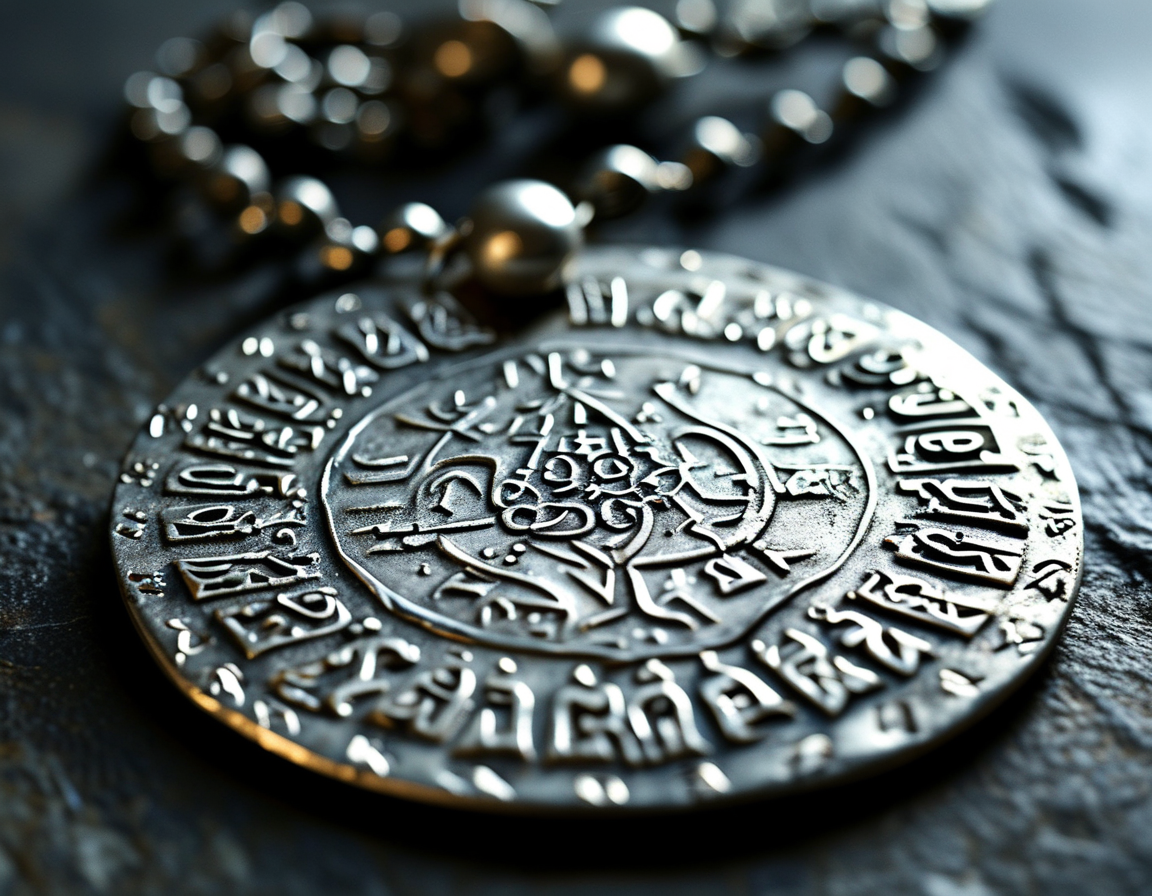 An artistic representation of the amulet resting in a grave, symbolizing the connection between past beliefs and modern understanding of faith.