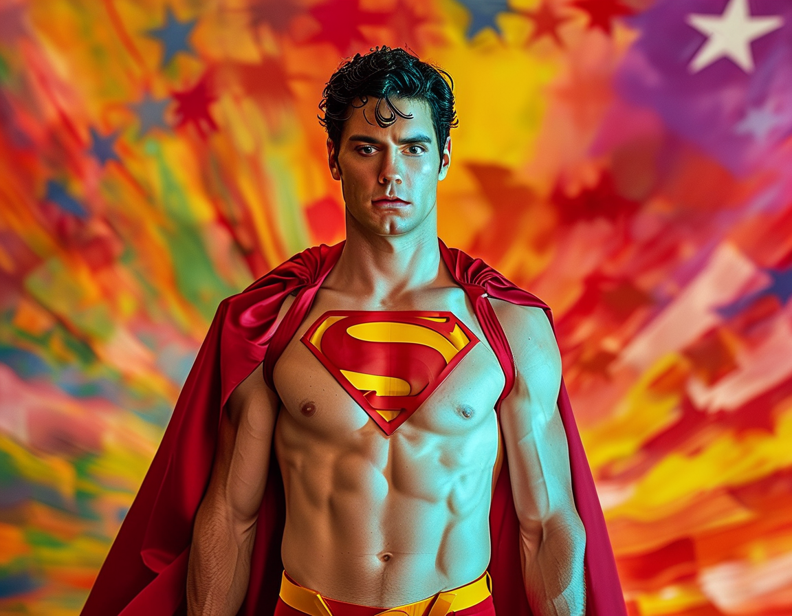 A visual depiction of a young child dressed as Superman with red trunks, emphasizing the character's connection to childhood and imagination.
