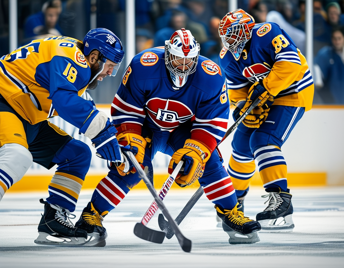 Patrik Laine celebrating after scoring one of his goals, with jubilant Montreal fans in the background, capturing the contrasting emotions of the teams during the match.