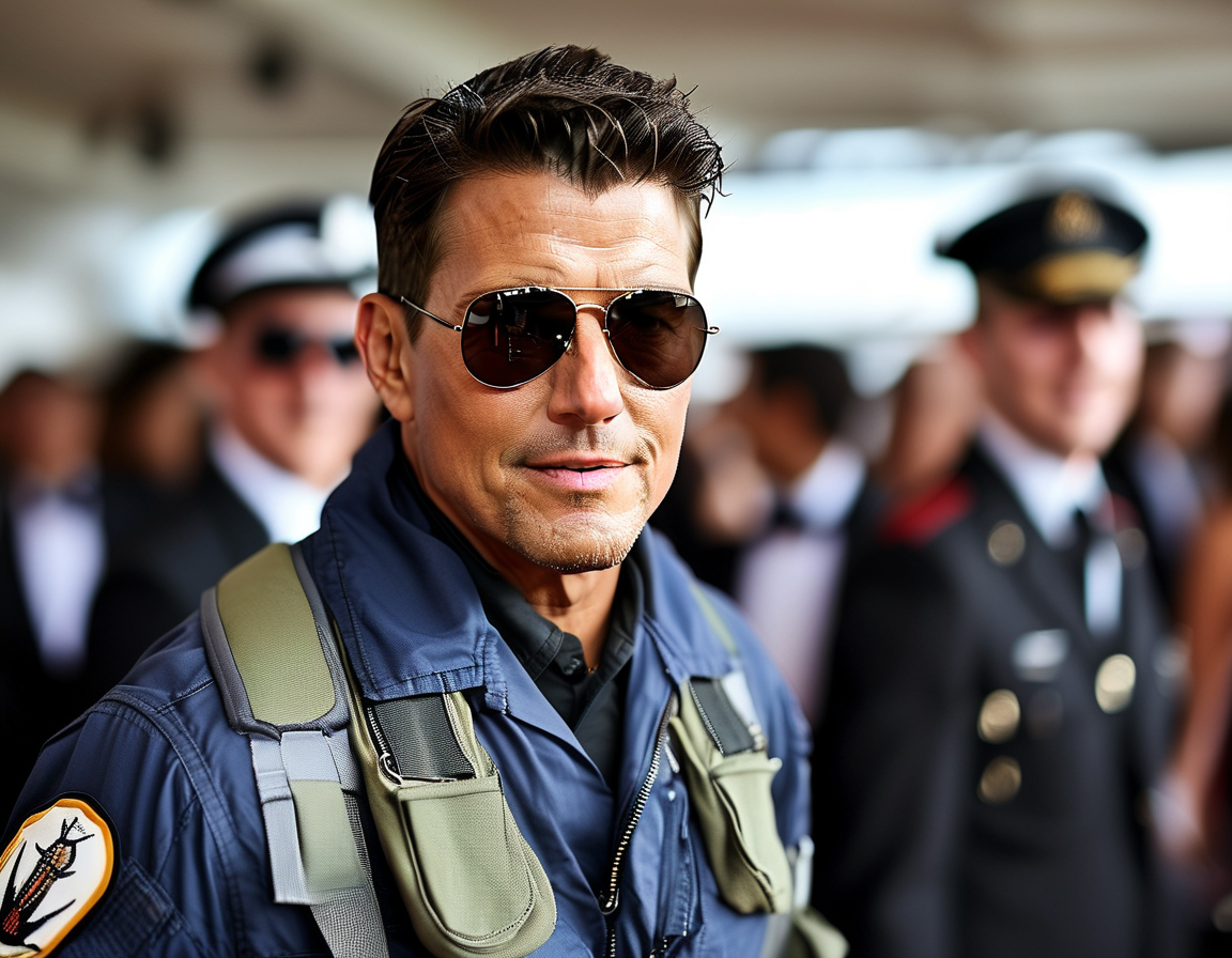 A collage of iconic moments from 'Top Gun' with jets flying, representing the film's influence on Navy recruitment and popular culture.