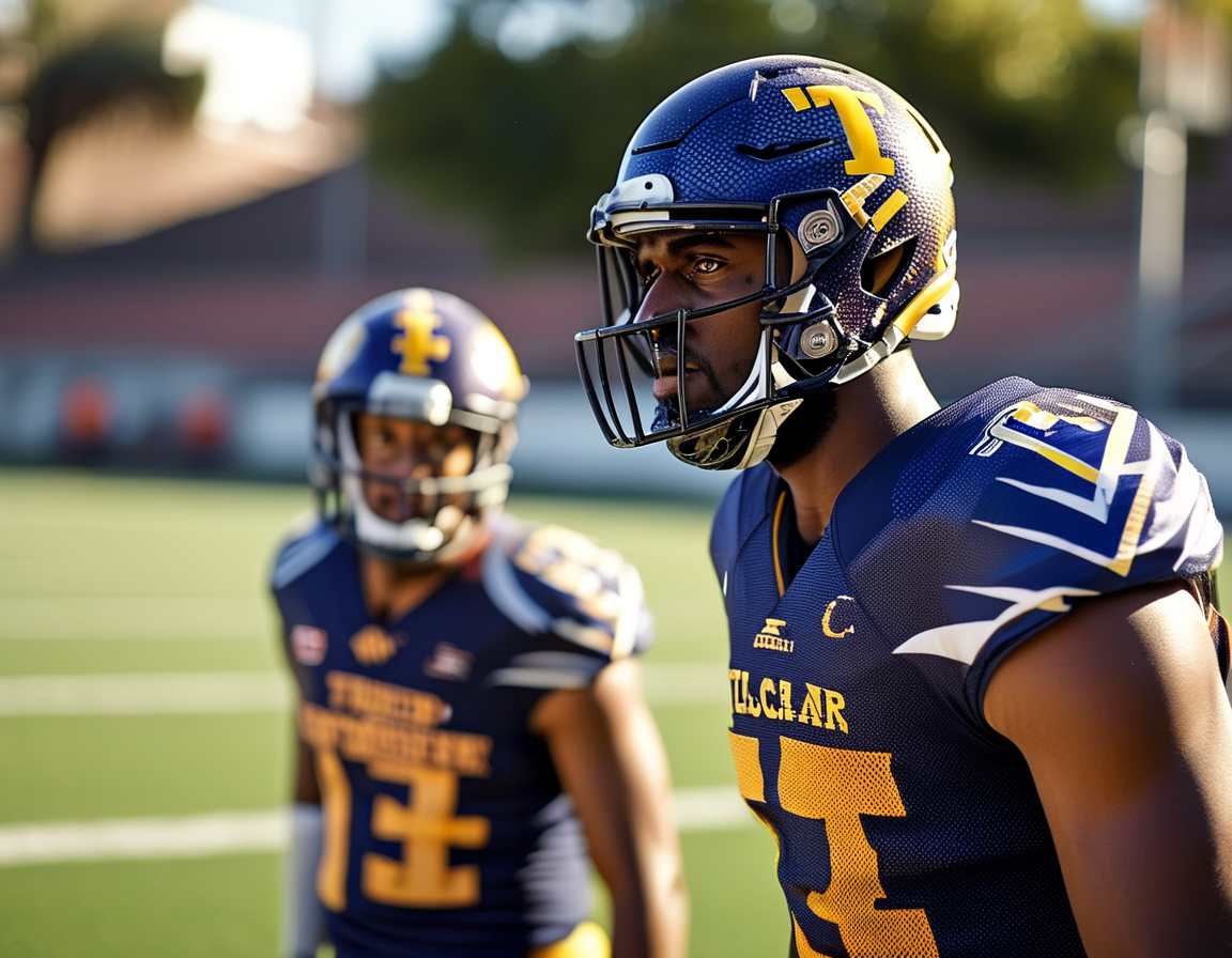A dynamic photo of Zachariah and Zion Branch on the football field, showcasing their athleticism and determination while wearing USC Trojans uniforms, symbolizing their journey and transition in college football.