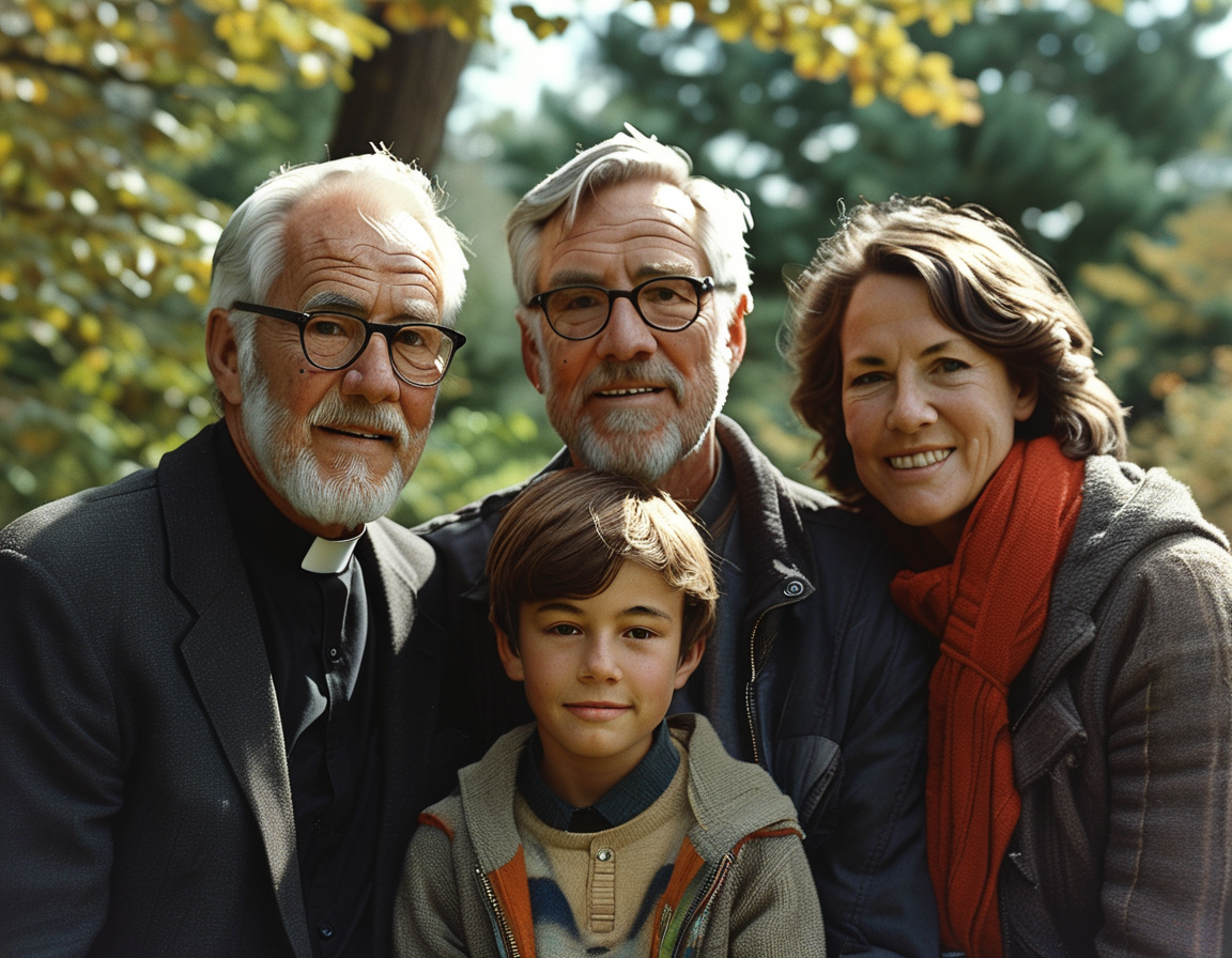 A close-up of a family photo album opened to pages filled with pictures of Reverend Biddix with his grandchildren during joyful family gatherings.