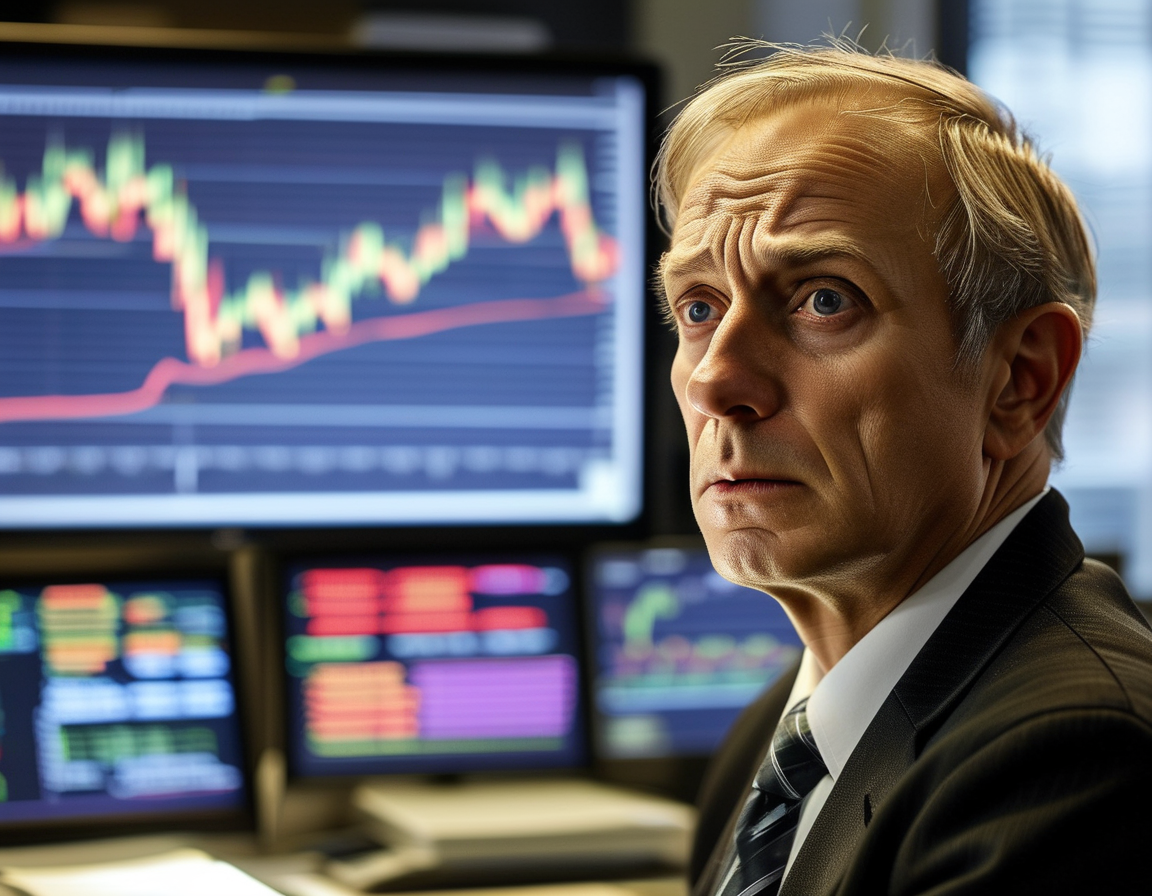 A close-up of a financial advisor explaining the impact of interest rate changes to a client, with charts and financial documents scattered on a desk.