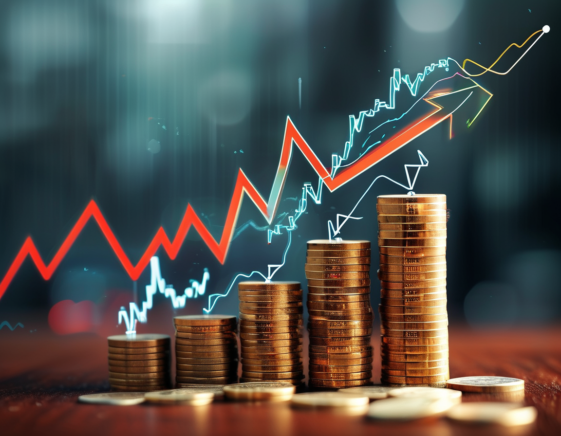 An abstract representation of economic flux with images of the U.S. Federal Reserve building and Indonesian stock market symbols intertwined, reflecting global market impacts.
