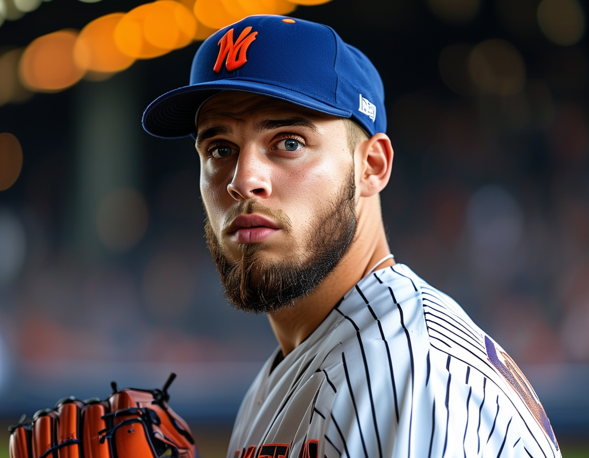 A photo of the New York Mets logo with a baseball background, representing the organization's ambitions and hopes for a successful 2024 season.