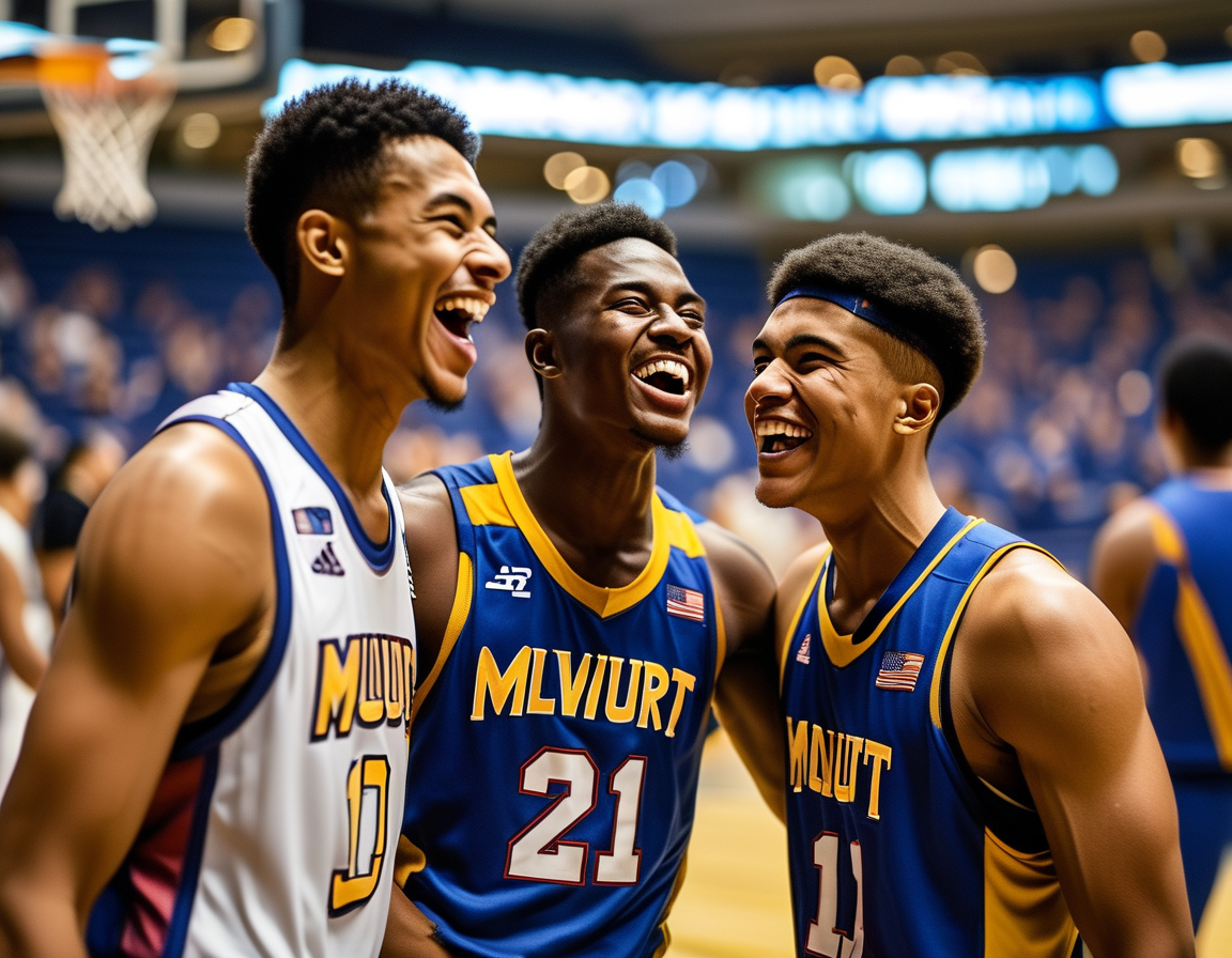 An intense moment from the game featuring Marquette's players fighting for a rebound against Butler, illustrating the physicality and competitive spirit of college basketball.