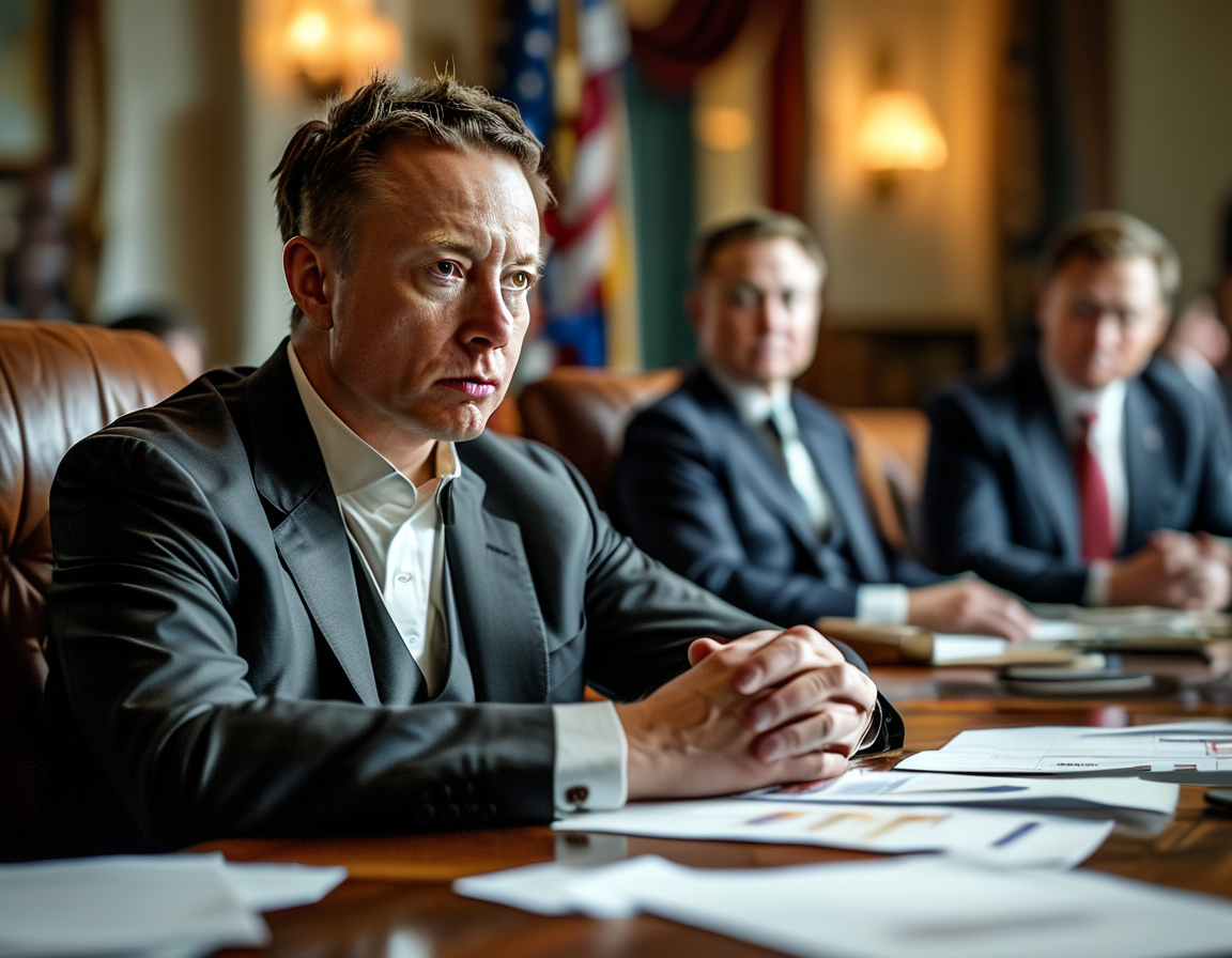 A split image showing two sides: on one side, Elon Musk making a speech; on the other, a clock counting down to a potential government shutdown, highlighting the urgency of the situation.