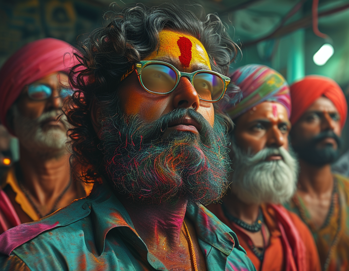 The film's poster featuring Upendra's striking presence juxtaposed against visually stunning background elements, symbolizing the exploration of human connections in a complex society.