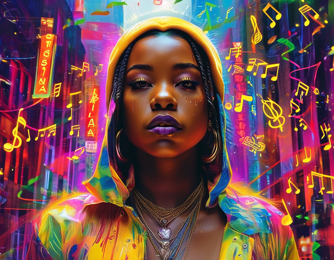 A montage of album covers and streaming stats, representing the success of SOS Deluxe: LANA, showcasing the magnitude of SZA's influence in contemporary music.