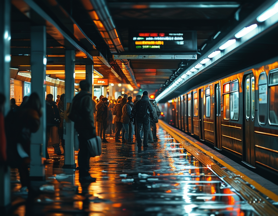 A close-up image of the subway bench where the suspect sat, capturing the eerie calmness in stark contrast to the chaos of the surrounding environment.