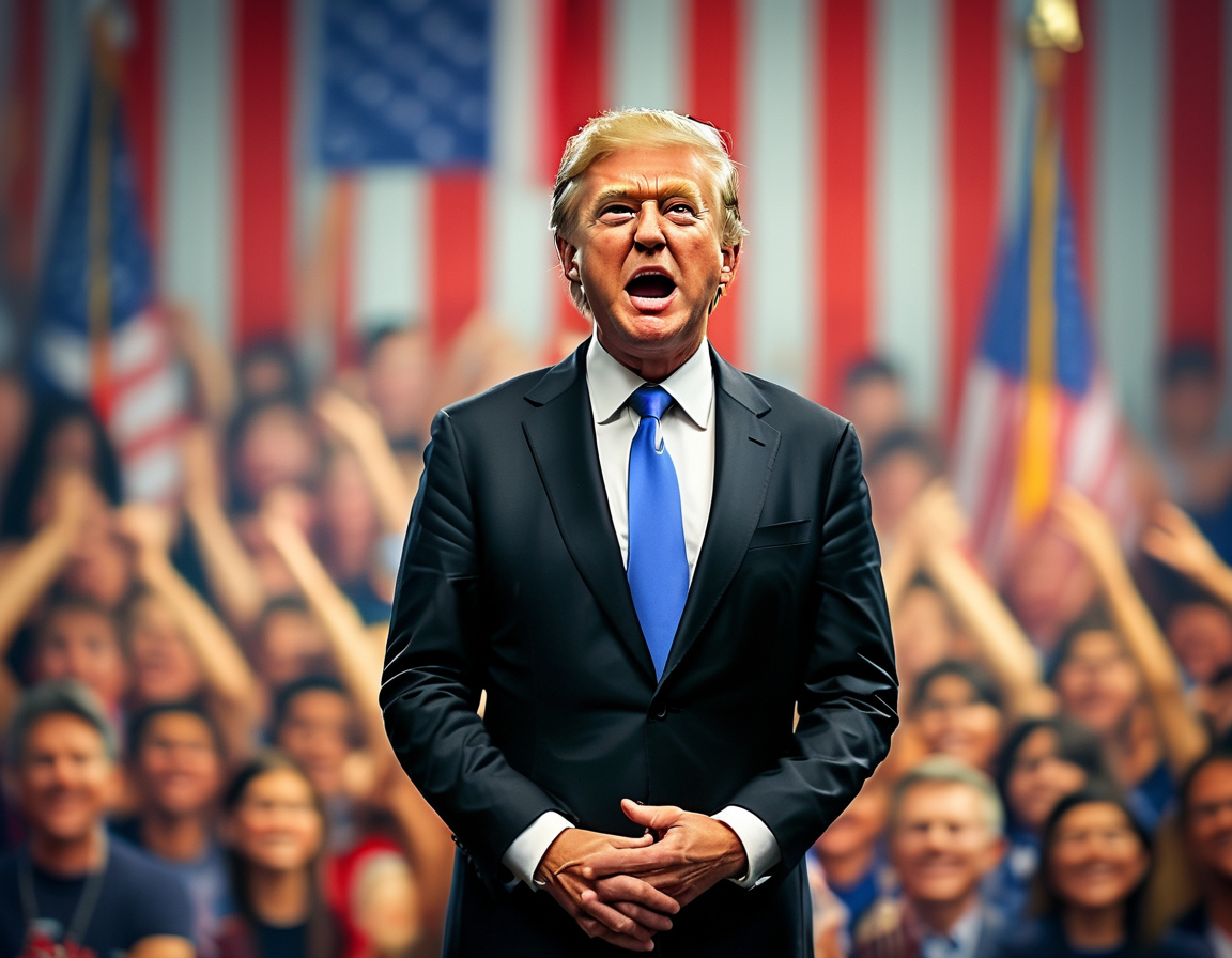 A close-up of a crowd laughing during Trump's speech, capturing the humorous atmosphere as he jabs at Elon Musk's potential to lead the nation, highlighting the political tension in contemporary discourse.
