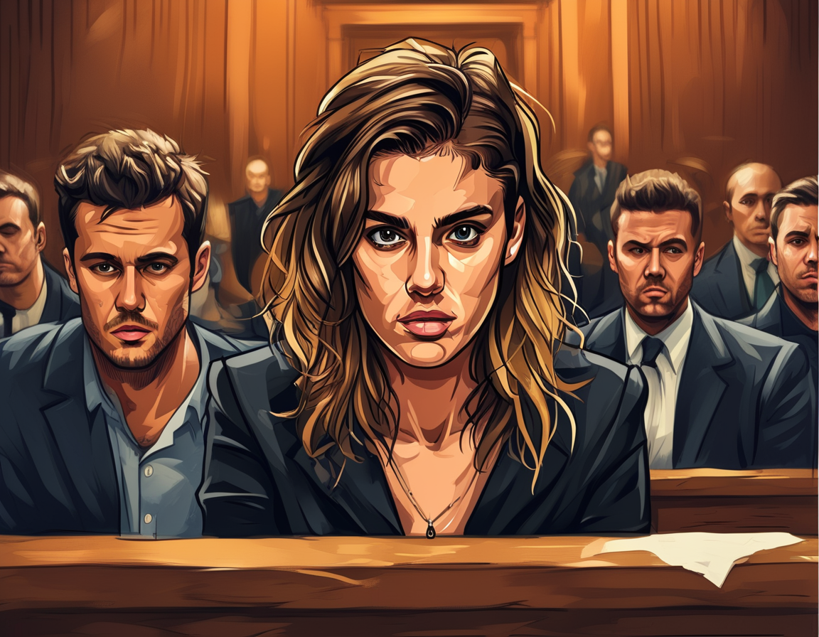 A split image showing Blake Lively on one side with a distressed expression and Justin Baldoni on the other appearing defensive, symbolizing the conflict between personal relations and public personas in Hollywood.