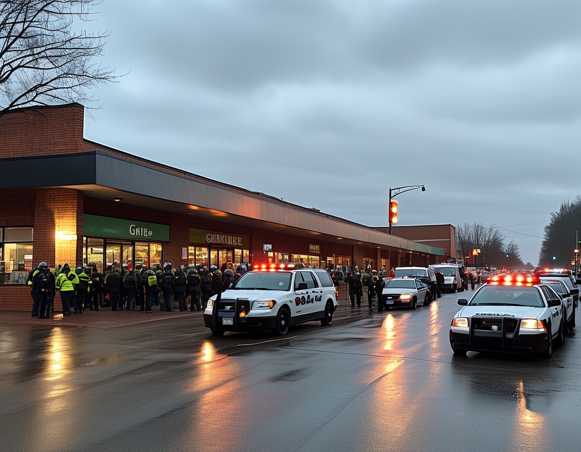 A community vigil in Greensboro, with candles and flowers, where residents come together to honor Officer Horan and discuss the need for safety and healing.