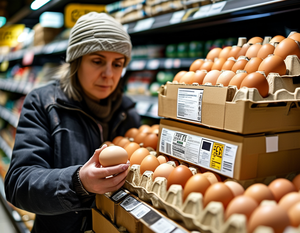 A close-up of a carton of eggs with visible Julian code and Use By date, illustrating the details consumers need to check to ensure their health and safety amidst the recall.