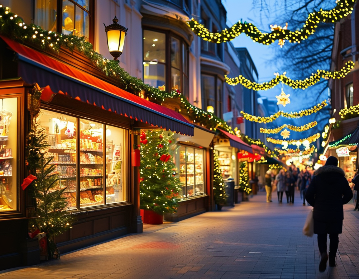 A collage of popular fast food and convenience stores like 7-Eleven and McDonald's with Christmas decorations, highlighting places available for last-minute needs.