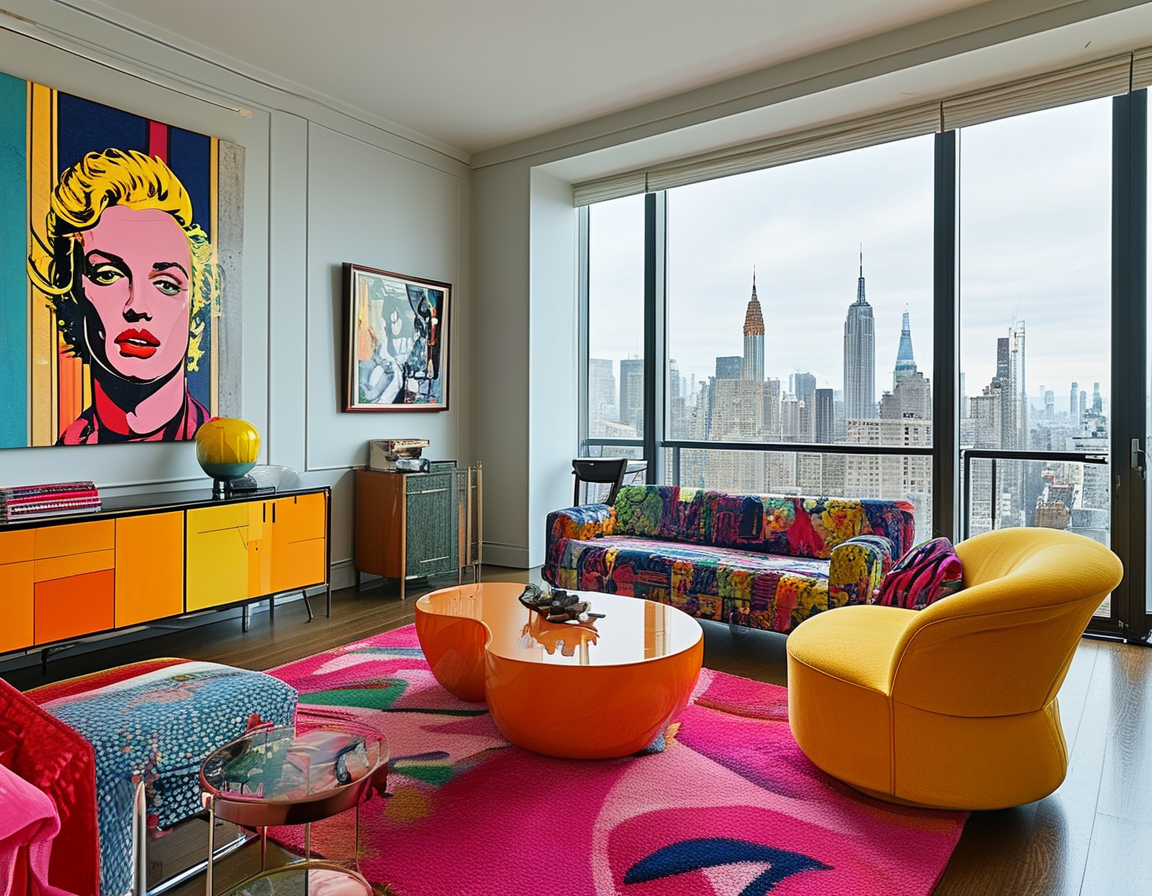 Lisa Perry standing in front of a colorful art installation at Onna House, engaging in a discussion with female artists, highlighting her commitment to empowering women in the art community.