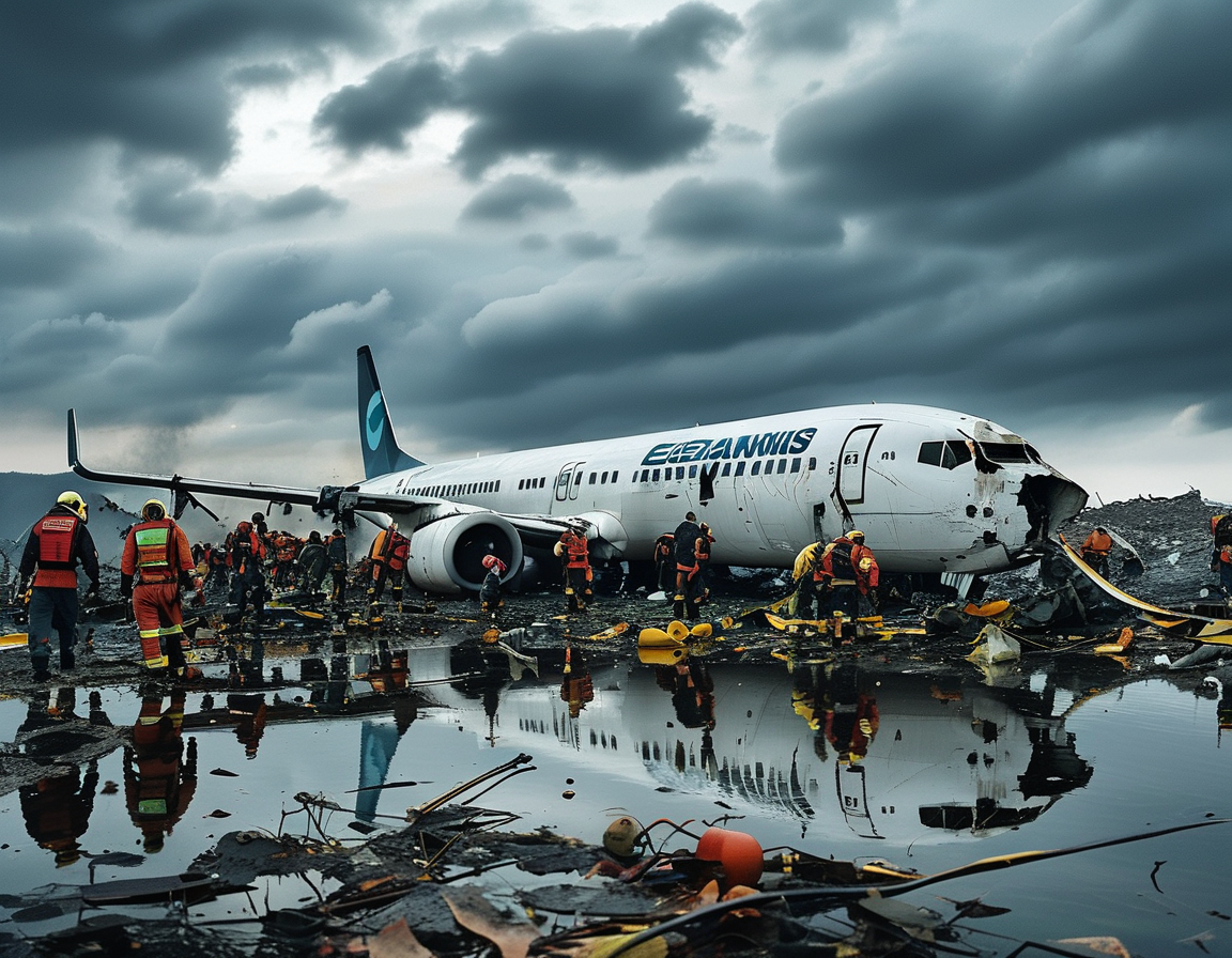 A memorial setup near the airport with candles and flowers, honoring the victims of the plane crash, symbolizing collective grief and remembrance of lives lost.