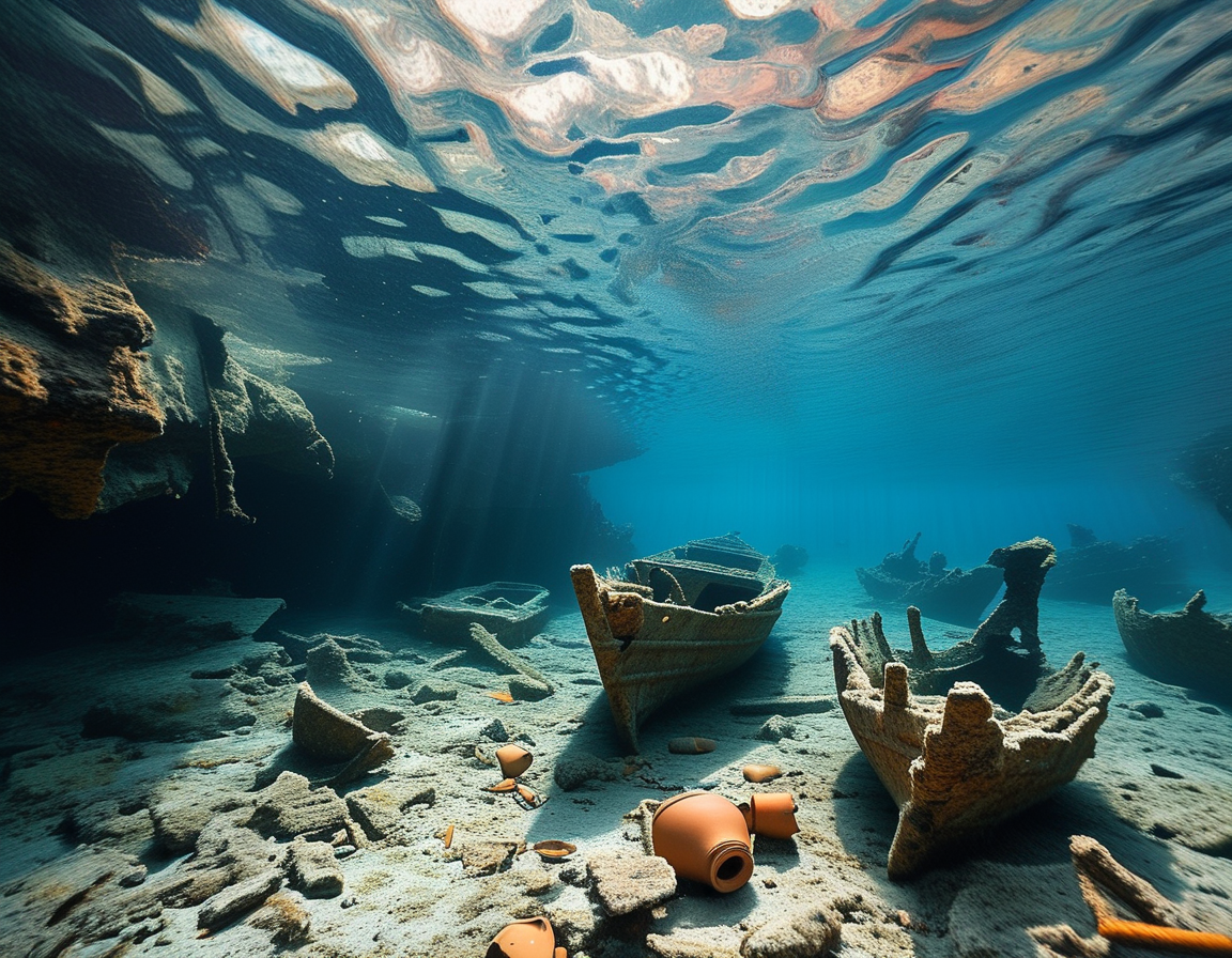 A digital rendering of artifacts expected to be displayed in a future museum dedicated to the ancient shipwreck, emphasizing the cultural history of maritime trade.