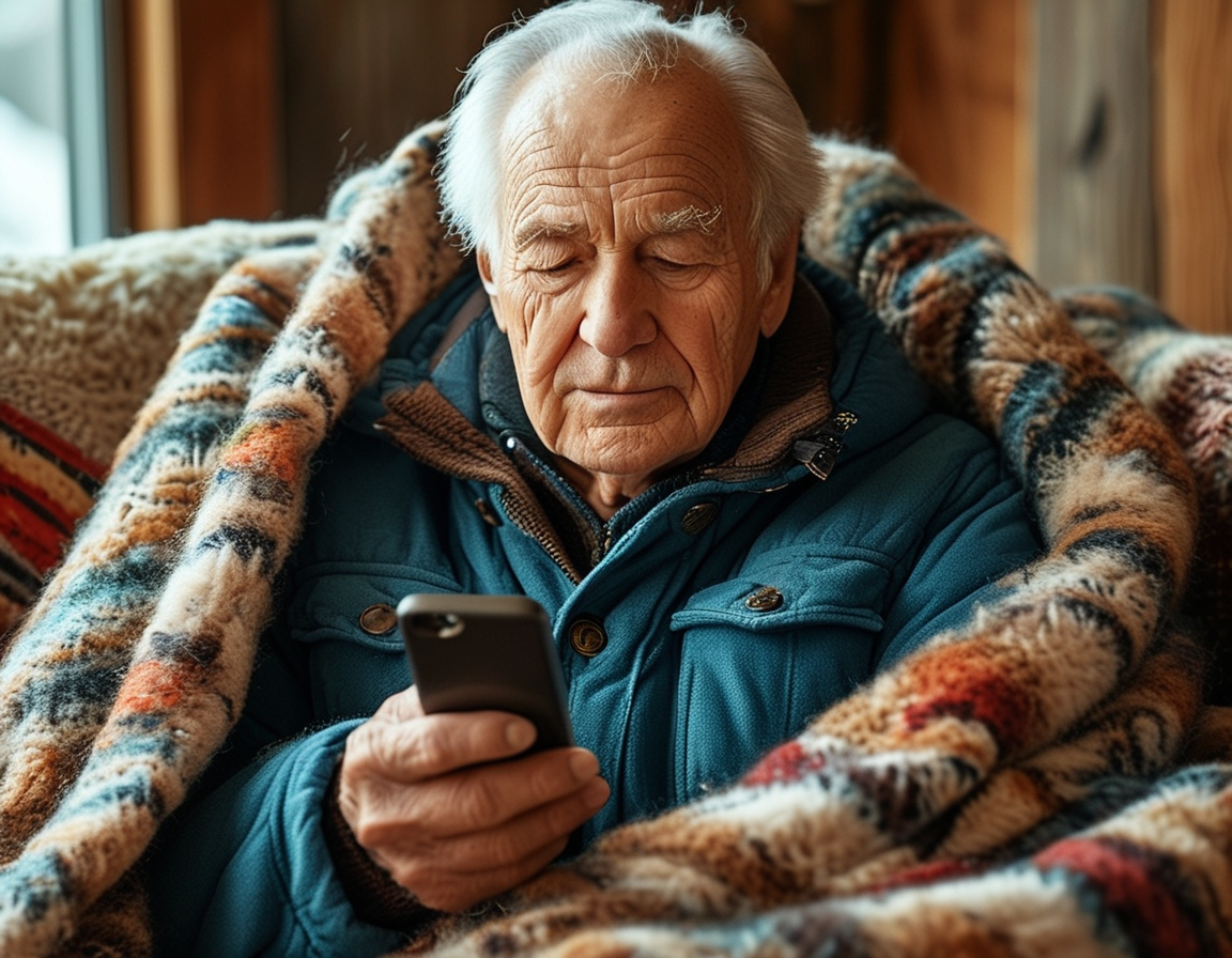 A bright summer scene with an older adult enjoying a smoothie in a well-ventilated room, showing the importance of hydration and comfort during warm weather.