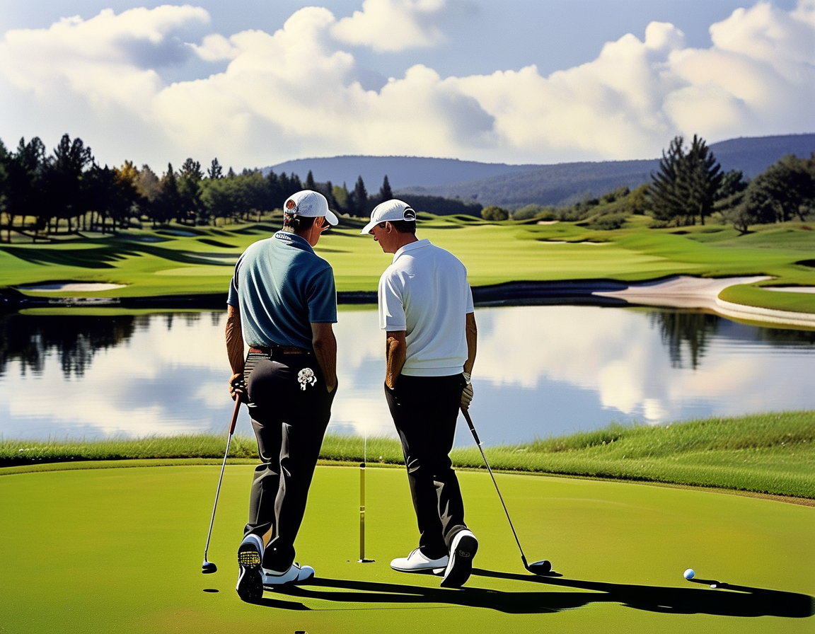 Fred Couples on the golf course, smiling as he interacts with his stepson Hunter, emphasizing the joy and emotional connection in their shared love for golf.