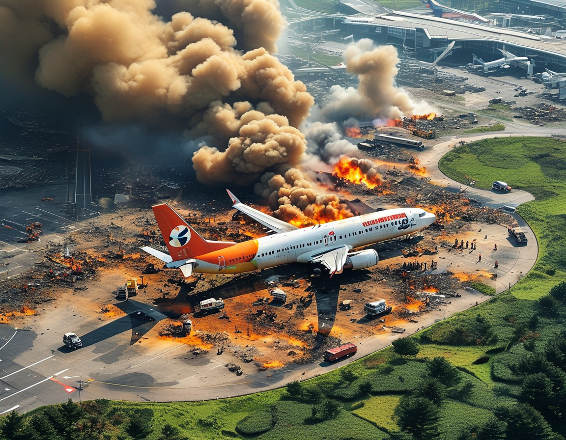 Families and survivors grieving near a memorial site, symbolizing the emotional toll of the plane crash and the need for improved aviation safety.