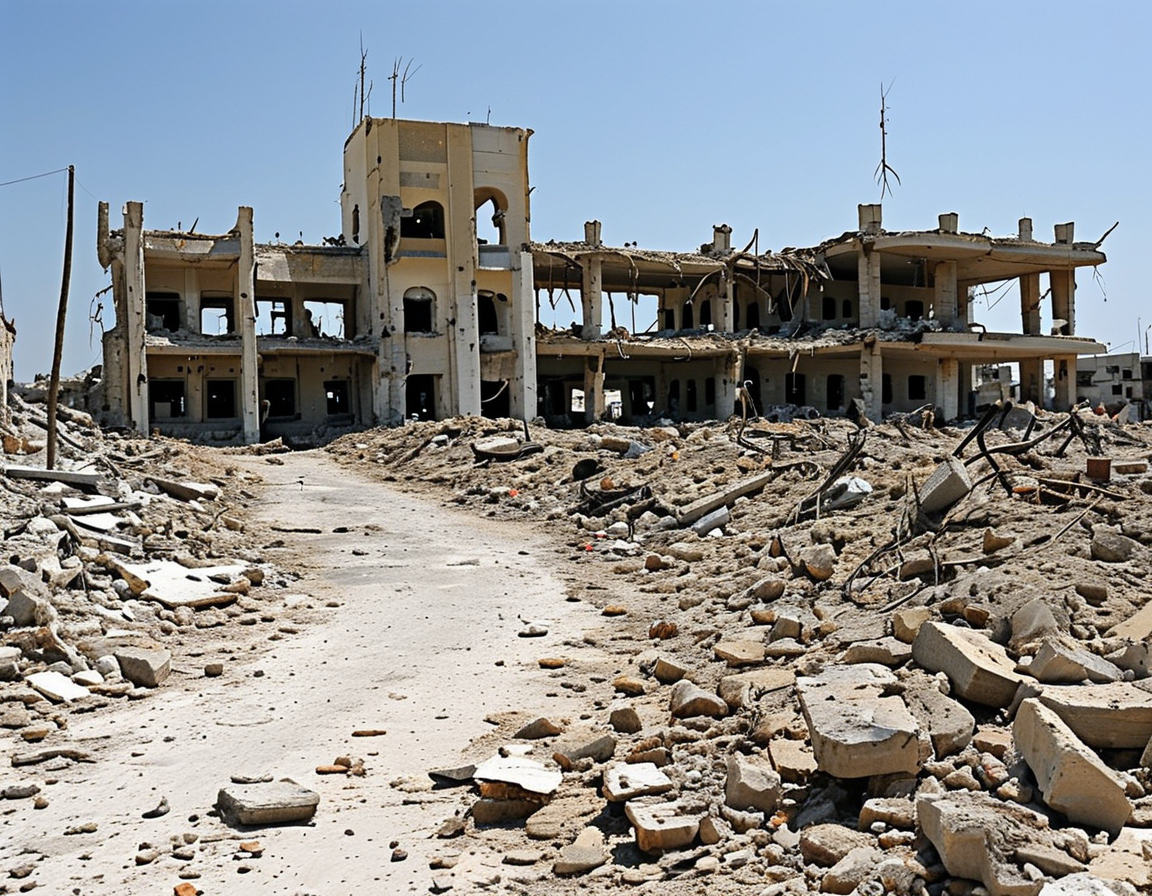 Healthcare workers struggling to provide care in a makeshift facility, showcasing the emotional and physical toll of war on medical professionals and the medical infrastructure.