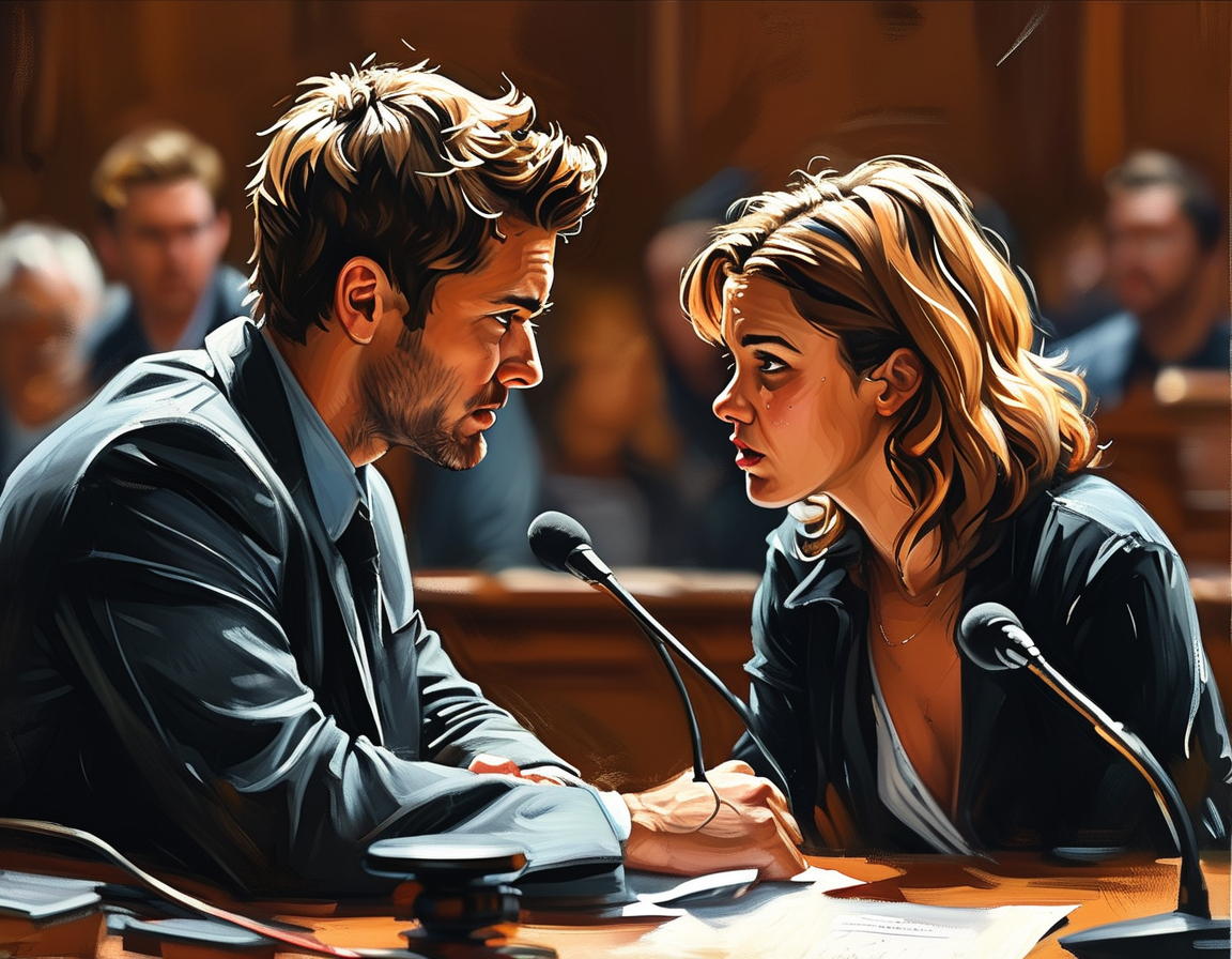 A split image featuring Justin Baldoni on one side looking concerned and Blake Lively on the other side appearing defiant, representing the contrasting narratives in their ongoing conflict.